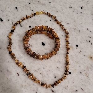 Natural Baltic Amber Beaded Necklace and Bracelet Set